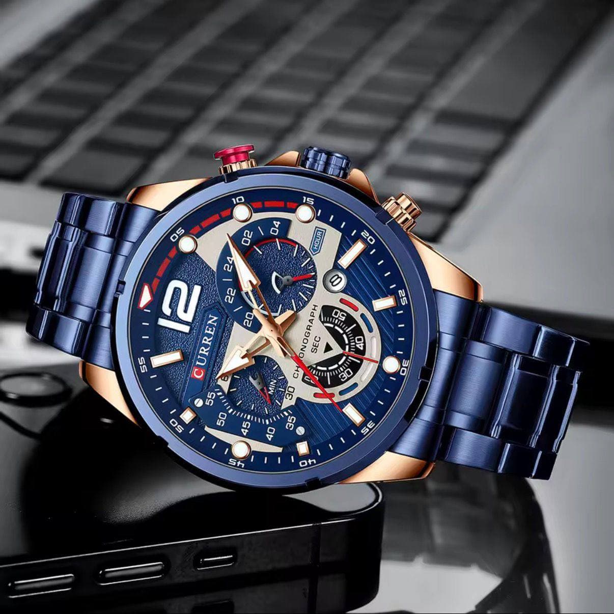 GENTS CURREN CHRONOGRAPH WATCH #8395 view 2