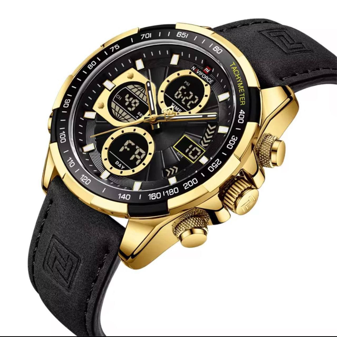 Naviforce Men #NF9197 Leather Watch view 3